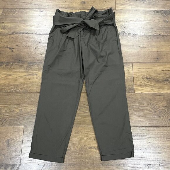Anthropologie Cartonnier Pants Womens Green Pleated Belted Tie Waist Cuffed Crop - Picture 1 of 14